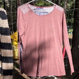 Long Sleeve Scoop Neck Top - Dusty Rose